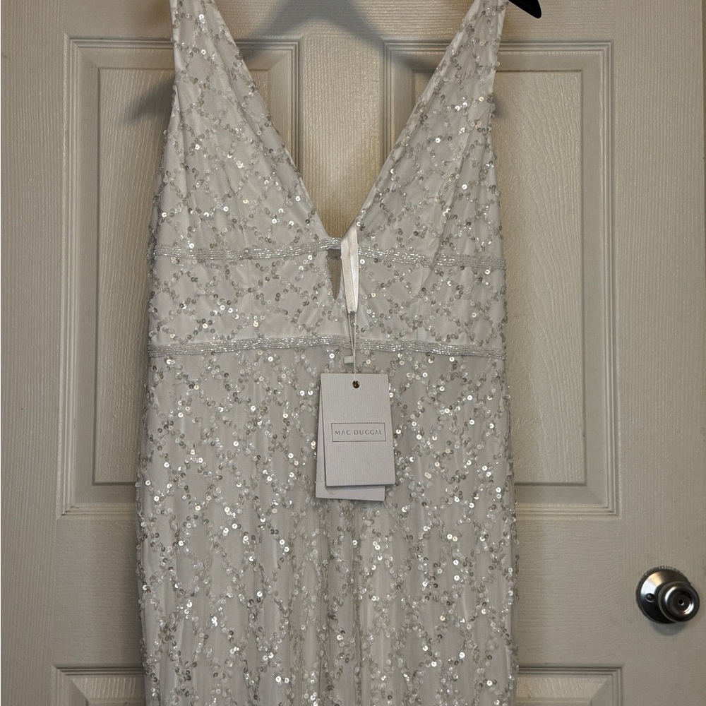 Mac Duggal Ivory Sequin Evening Gown - Picture 3 of 14